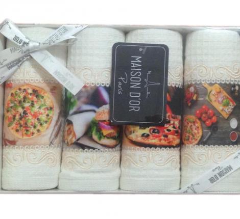 Комплект кухонных полотенец Maison D'or "PIZZA DOR" 30х50-4шт, кремовый