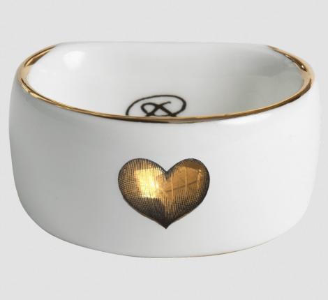Держатель кольцо для салфеток Rory Dobner "GOLD LOVE HEART", фарфор