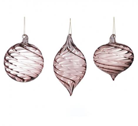 Набор стеклянных шаров на ёлку 3 шт. "GOODWILL" (розовый), диаметр 10 см