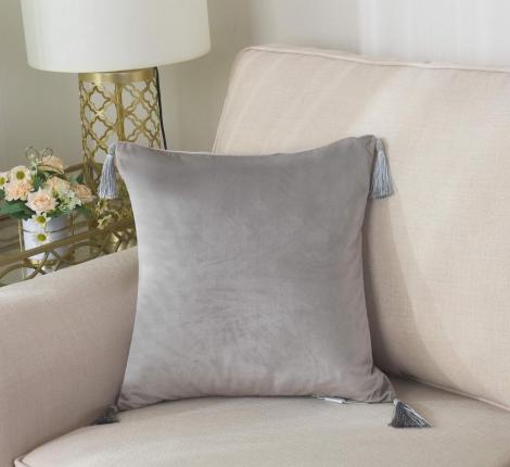 Наволочка декоративная "Sofi de Marko" Кэтрин (серая) Велюр, 45х45 