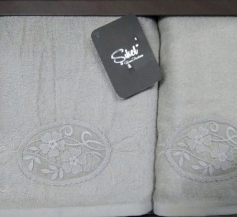 Набор махровых полотенец SIKEL &quot;MOTIF GUPUR&quot; 50х90+70х140, Светло-зеленый