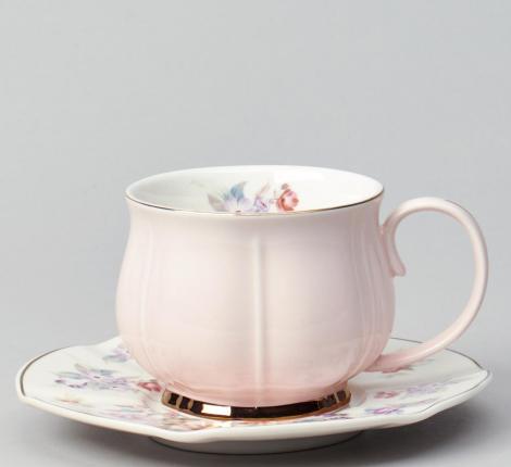 Чайный набор "ВРЕМЕНА ГОДА" 42-566 на 6 персон, 12 предметов (250 мл), розовый