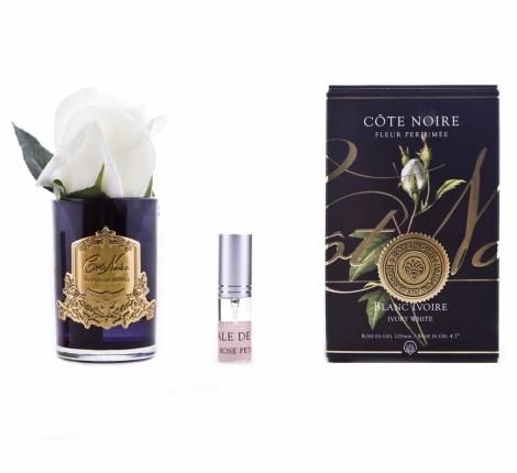 Ароматизированная роза "COTE NOIRE" (слоновая кость) черная ваза, 1 спрей 5 мл 13,5х8х