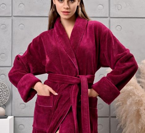 Халат женский трига с капюшоном "AMBIELLA A-1215" фуксия, 2XL