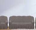 Комплект чехлов на 3-х местный диван и 2 кресла Karteks &quot;Классика&quot; с оборкой KAR 010-04, серый