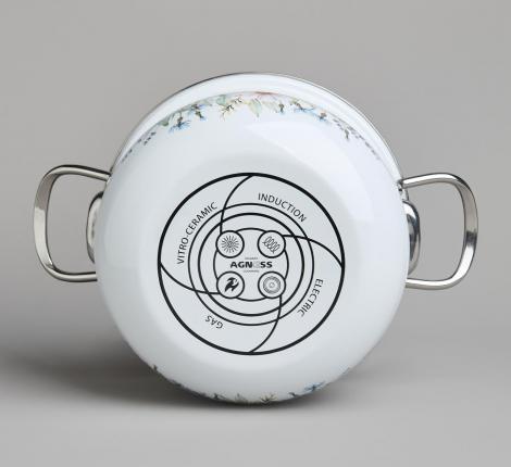 Набор эмалированных кастрюль с крышкой "ДВОРЦОВЫЙ ПАРК", на 6 предметов