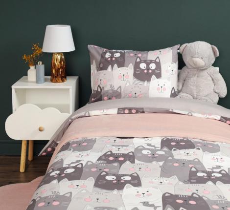 Постельное белье "Siberia" Котята (серый) Ранфорс, 1,5 спальный