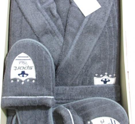 Халат мужской махровый с капюшоном Maison D'or "RODOLPHE" серый, M(46)/L(48)