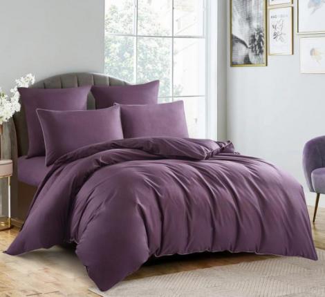 Постельное бельё "KARTEKS" сатин однотонный с кантом HK-10 (фиолетовый), Евро