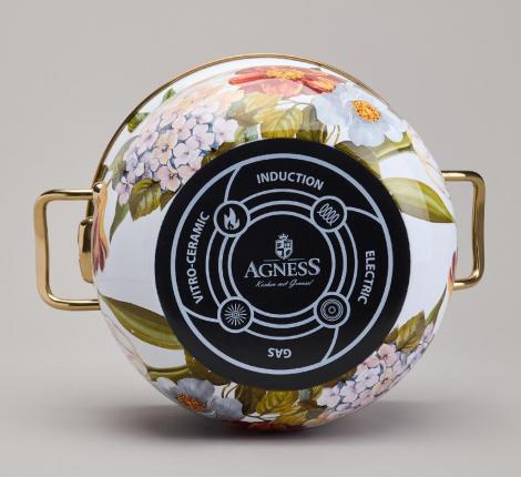 Кастрюля эмалированная с крышкой AGNESS "ФЛАНДРИЯ", 4,8 л