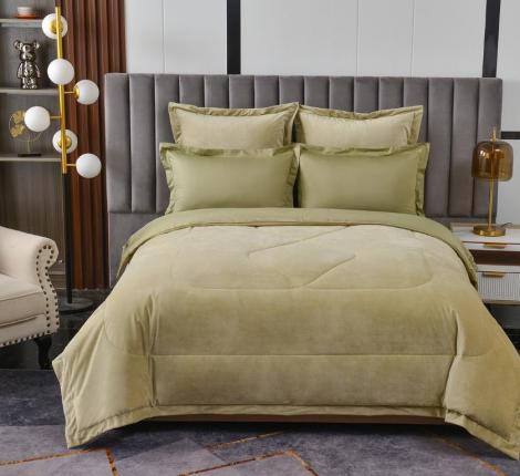 Постельное белье с одеялом "Sofi de Marko" Энрике (олива-м) Велюр, Евро