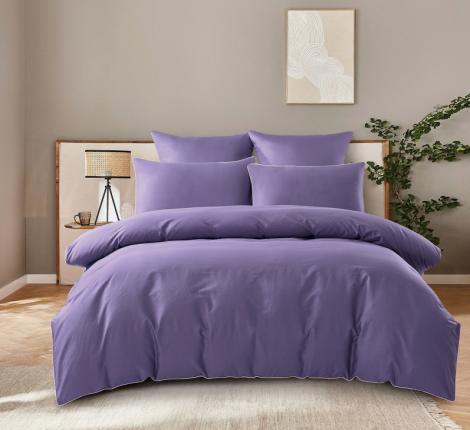 Постельное бельё "KARTEKS" сатин однотонный с кантом HK-05 (сиреневый), Евро
