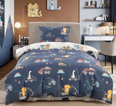 Постельное белье детское "Sofi de Marko" Диноленд (синий) Сатин, 1,5 спальный