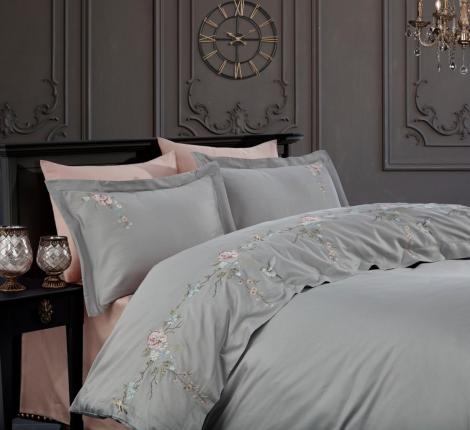 Постельное бельё "DANTELA VITA" сатин с вышивкой RUYA (белый), Евро