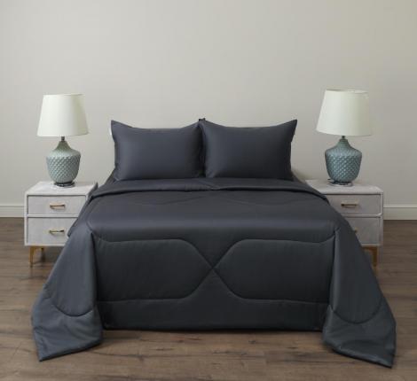 Постельное белье с одеялом "Sofi de Marko" Эльмира (антрацит) Сатин, Евро