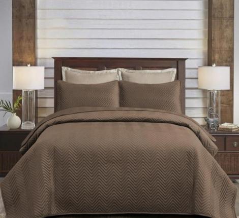 Покрывало из бархата "KARTEKS" 02, 240х260 (50х70-2 шт), коричневый