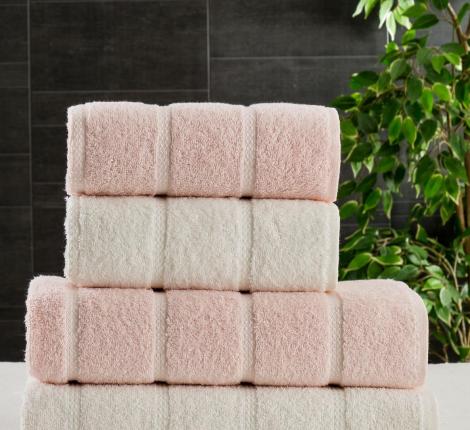 Комплект махровых полотенец "METEOR" (50x90/2 шт.)(70х140/2 шт.) 4 шт TUROVA, пудра-кремовый