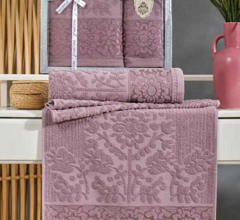 Комплект махровых полотенец "PHILIPPUS" (50x90/70х140) 2 шт. LYDIA, баклажан