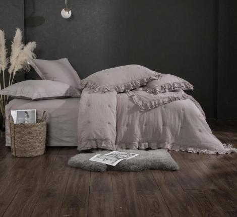 Постельное белье с одеялом "Kazanov.A." Cloud Stonewashed Cotton (капучино) Муслин, Евро