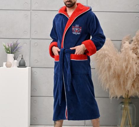 Халат мужской трига с капюшоном "AMBIELLA A-1125" синий, 2XL