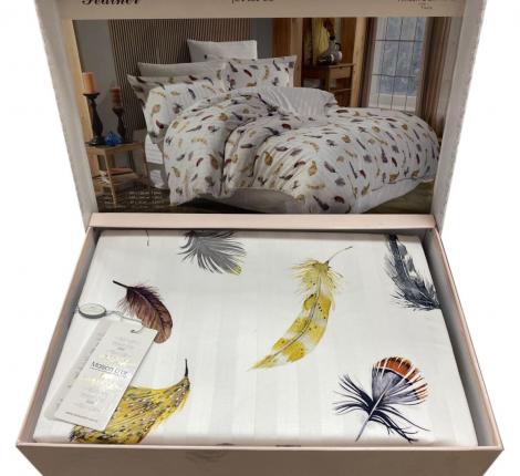 Постельное бельё "Maison D'or" FEATHER 3D Сатин Евро, бежевый