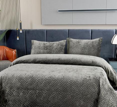 Покрывало "Sofi de Marko" Деварта (стоун) Бархат, 160x220