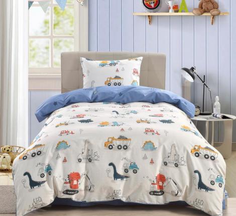 Постельное белье детское "Sofi de Marko" Диноленд (белый) Сатин, 1,5 спальный