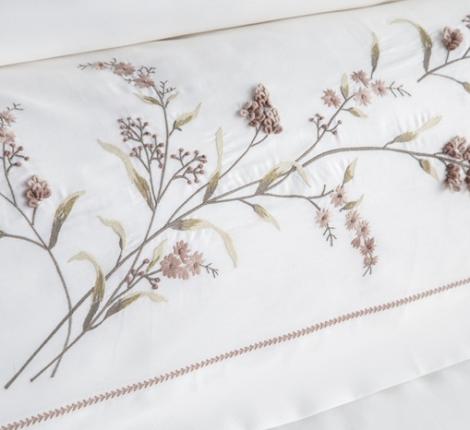 Постельное бельё "DANTELA VITA" сатин с вышивкой SEMENTA (бежевый), Евро