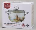 Кастрюля эмалированная со стеклянной крышкой "LAVANDER CATS", 3,8 л