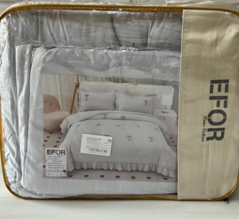 Постельное белье с одеялом EFOR SATEN "Эмилия №2 A.MAVI", Евро