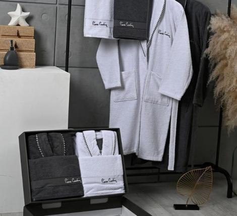 Набор "PIERRE CARDIN HOME" (2 халата, 2 полотенца 50х90), крем-серый