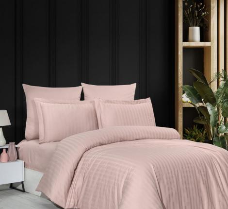 Постельное бельё "DO&CO" Сатин DELUX STRIPE, Евро (пудра)