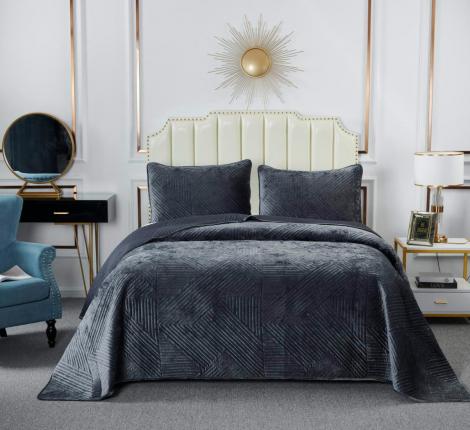 Покрывало "Sofi de Marko" Патрисия (антрацит 1) Велюр, 160х220