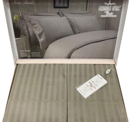 Постельное бельё "Maison D'or" NEW RAILS  Страйп-сатин Евро, серо-оливковый