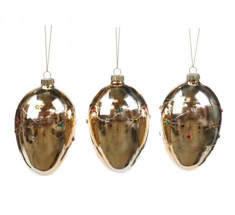 Стеклянные игрушки "ЯЙЦО" (золотой), диаметр 12 см