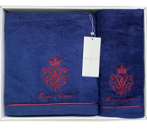 Комплект махровых полотенец  30x50-50x100-85x150 Maison D'or "ROYAL", синий