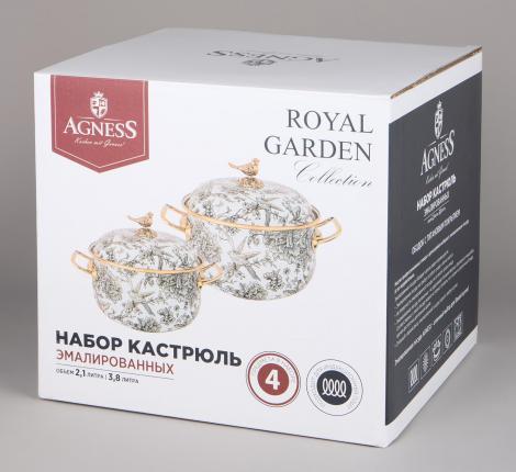 Набор эмалированных кастрюль с крышкой "ROYAL GARDEN", 4 предмета