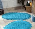 Набор ковриков для ванной &quot;MODALIN&quot; кружевной MERIT 50x80 + 45x60 см 1/2, Бирюзовый
