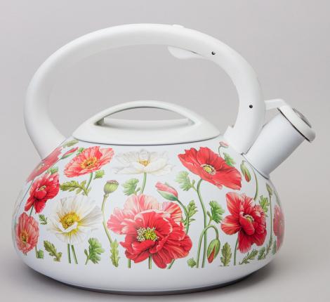 Чайник со свистком "БЕЛЫЕ МАКИ", 3,0 л