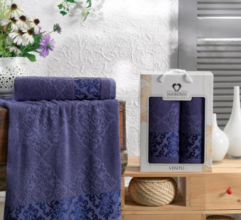 Комплект махровых полотенец "TWO DOLPHINS" (50x90/70х140) 2 шт. VENTU, синий