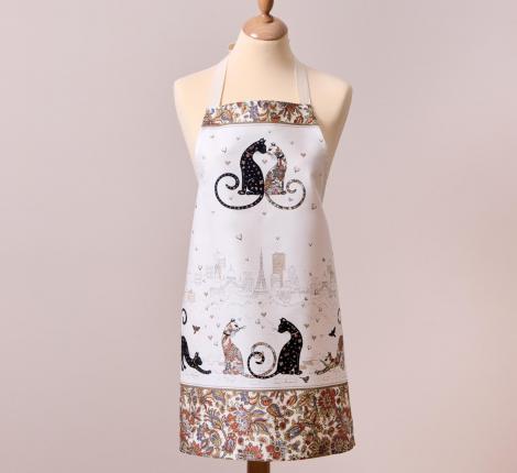 Фартук с пропиткой "ПАРИЖСКИЕ КОТЫ" Кайма 60х70 см, белый