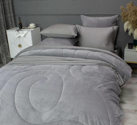 Постельное бельё с одеялом "Kazanov.A." Lindor Nusa Penida (пепел) Велюр/Тенсел, Евро