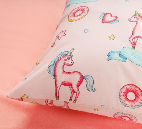 Постельное белье "Siberia" Единорог (розовый) Ранфорс, 1,5 спальный