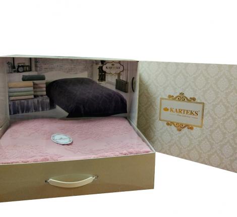 Жаккардовое покрывало-пике "KARTEKS" Medallion (коричневый), 160х220