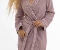 Халат женский махровый с кружевом Maison D'or "LAURETTE" (кремовый), XXXL(54)-XXXXL(56)