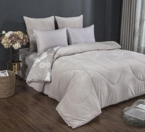 Постельное белье с одеялом "Kazanov.A." Клер (жемчуг платина) Велюр/Egypt Cotton, Евро