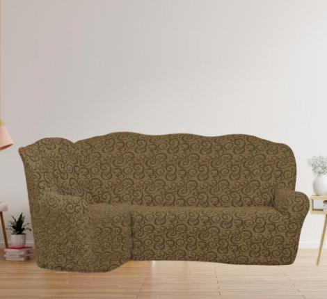 Чехол на 3-х местный угловой диван Karteks "Классика" KAR 014-05, светло-коричневый