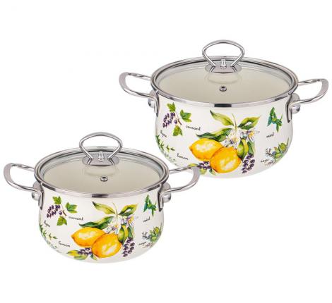 Набор эмалированных кастрюль с крышкой "СЕКРЕТНЫЕ ИНГРЕДИЕНТЫ", 4 предмета