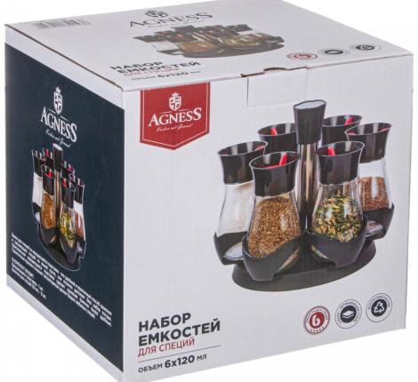 Набор баночек для специй 6 шт. "AGNESS" 172-143 на вращающейся подставке