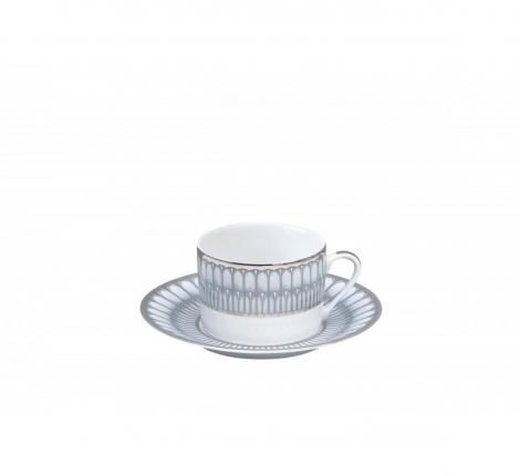 Чайный сервиз "ARCADES GRIS BORD PLATINE" на 6 персон, 22 предмета (лиможский фарфор)